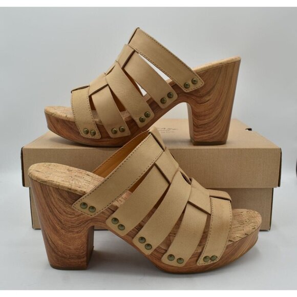 Kork Ease Womens Size 11 Devan Natural Nude Full Grain Leather Platform Sandals - Picture 8 of 11